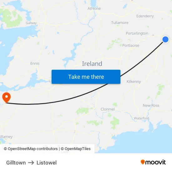 Gilltown to Listowel map