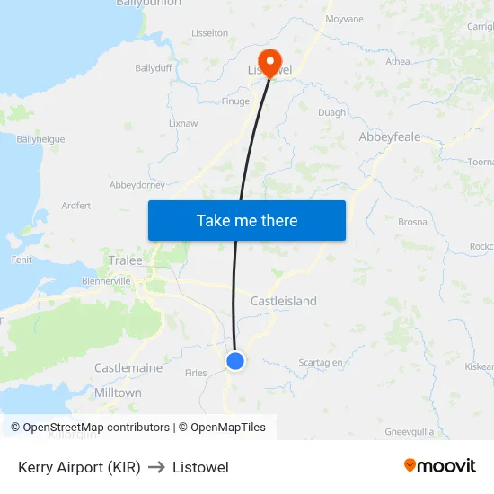 Kerry Airport (KIR) to Listowel map