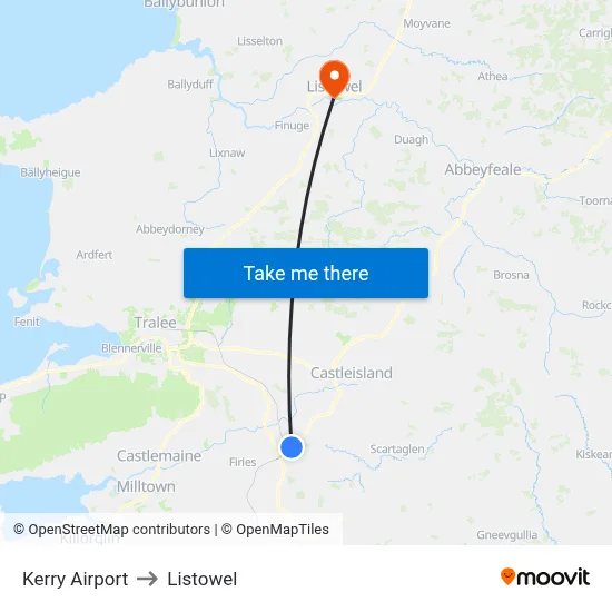 Kerry Airport to Listowel map