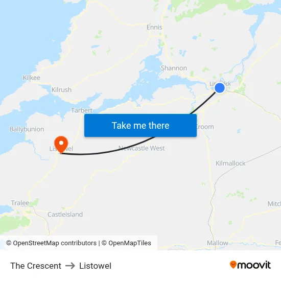 The Crescent to Listowel map