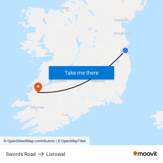 Swords Road to Listowel map
