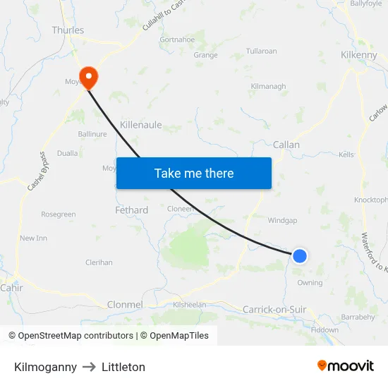 Kilmoganny to Littleton map