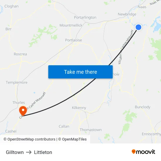 Gilltown to Littleton map