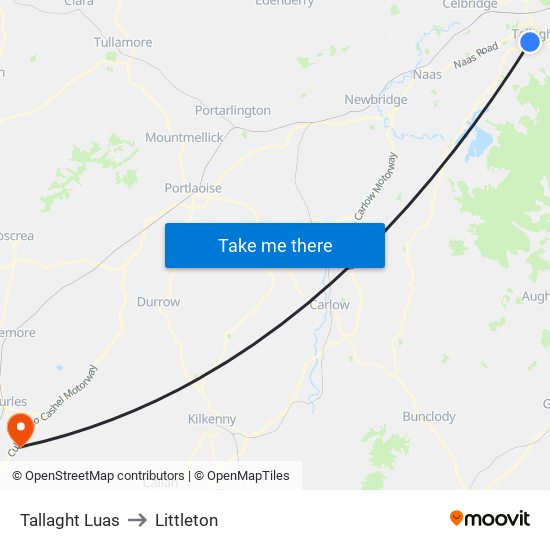 Tallaght Luas to Littleton map