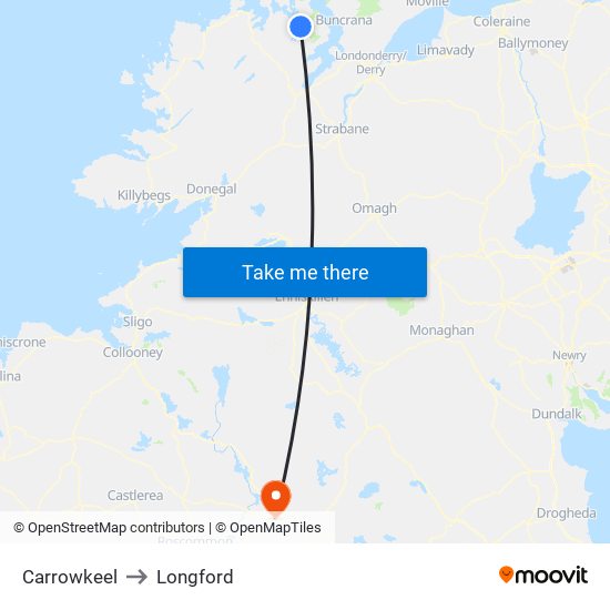 Carrowkeel to Longford map