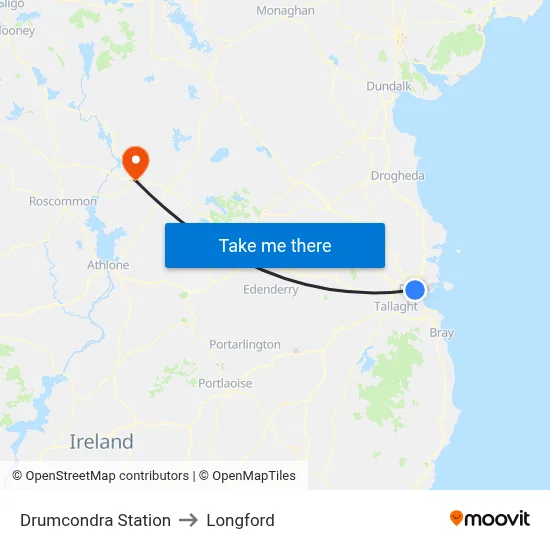 Drumcondra Station to Longford map