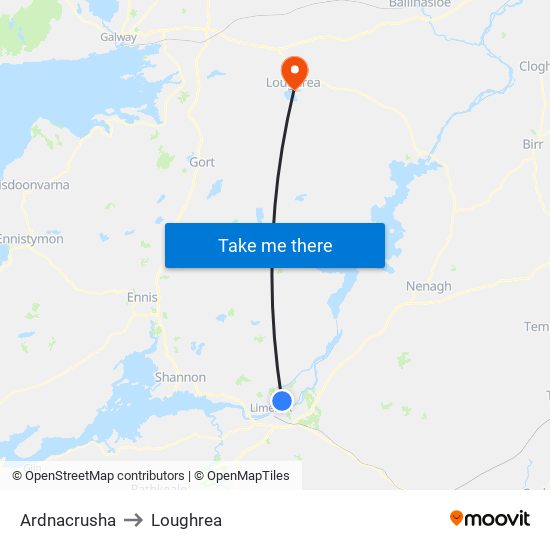 Ardnacrusha to Loughrea map