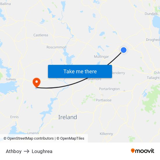 Athboy to Loughrea map