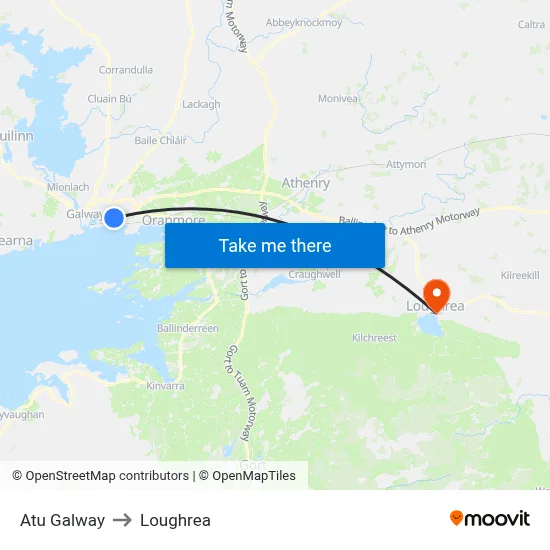 Atu Galway to Loughrea map