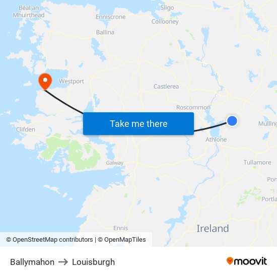 Ballymahon to Louisburgh map