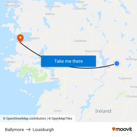 Ballymore to Louisburgh map