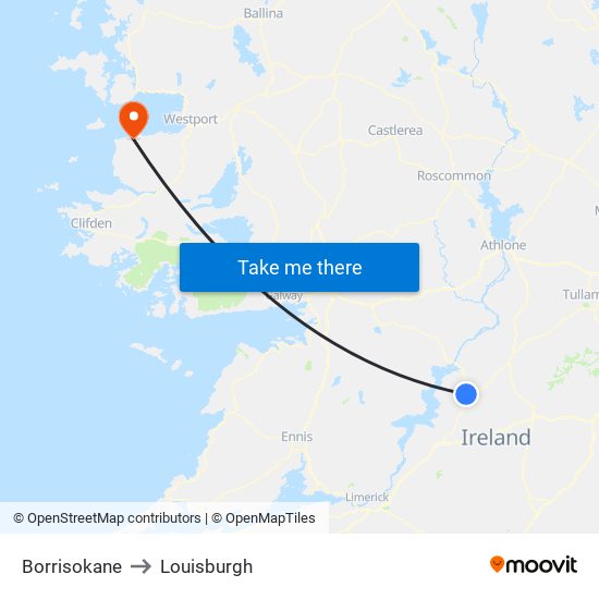 Borrisokane to Louisburgh map