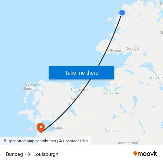 Bunbeg to Louisburgh map