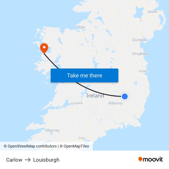 Carlow to Louisburgh map