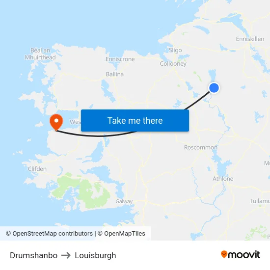 Drumshanbo to Louisburgh map
