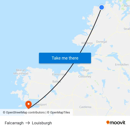 Falcarragh to Louisburgh map