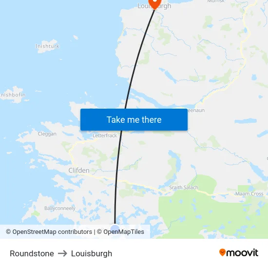 Roundstone to Louisburgh map