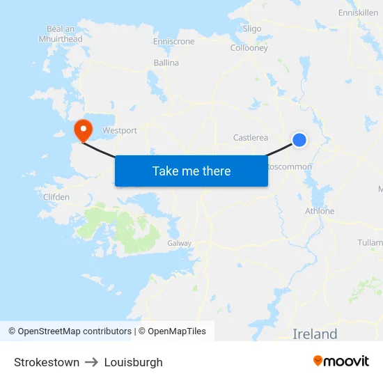 Strokestown to Louisburgh map