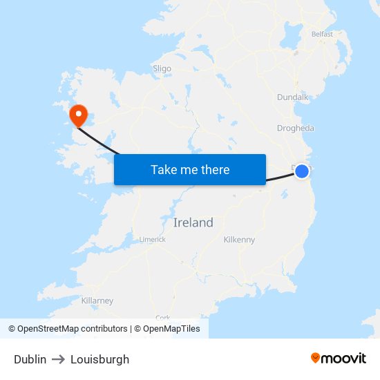 Dublin to Louisburgh map