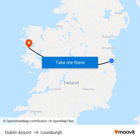 Dublin Airport to Louisburgh map