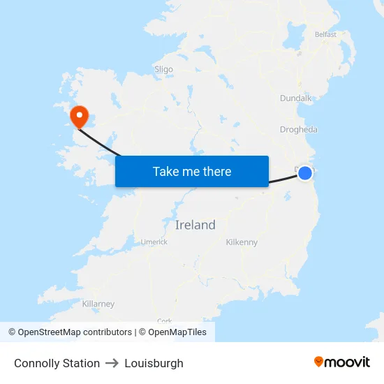 Connolly Station to Louisburgh map