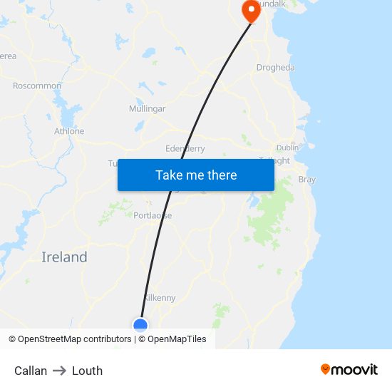 Callan to Louth map