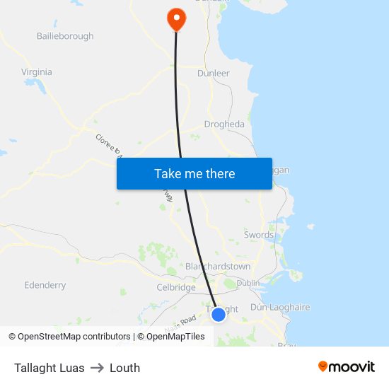Tallaght Luas to Louth map