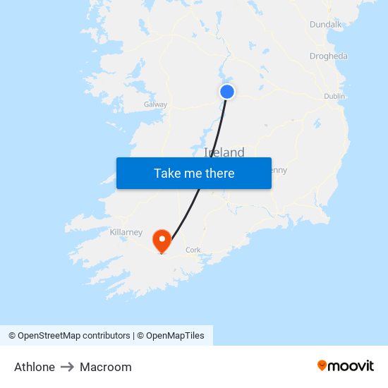 Athlone to Macroom map