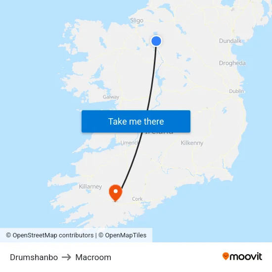Drumshanbo to Macroom map