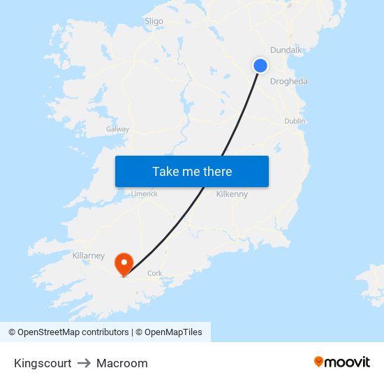 Kingscourt to Macroom map