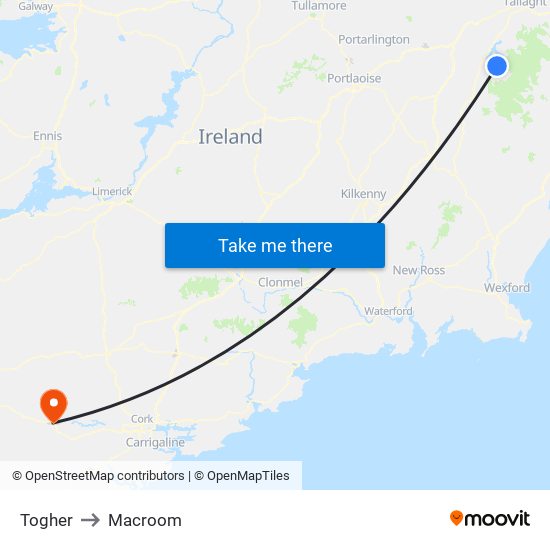 Togher to Macroom map