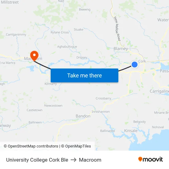 University College Cork Ble to Macroom map