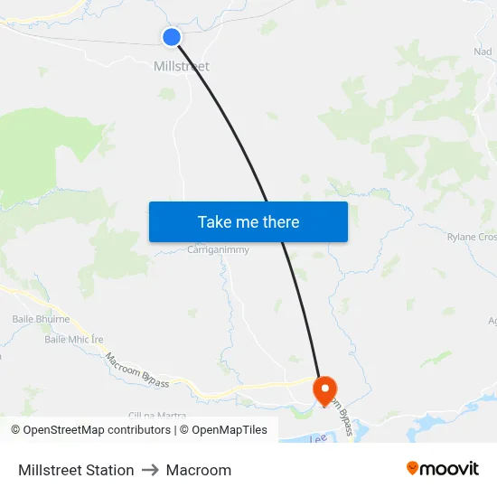 Millstreet Station to Macroom map