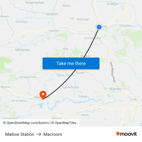 Mallow Station to Macroom map