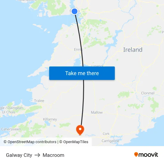 Galway City to Macroom map