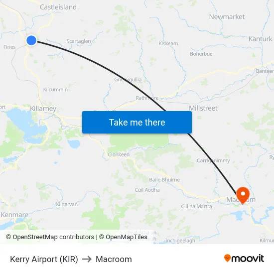 Kerry Airport (KIR) to Macroom map