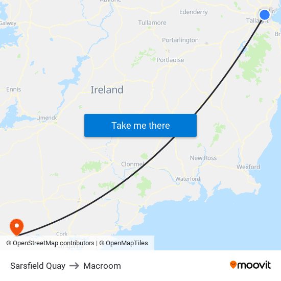 Sarsfield Quay to Macroom map
