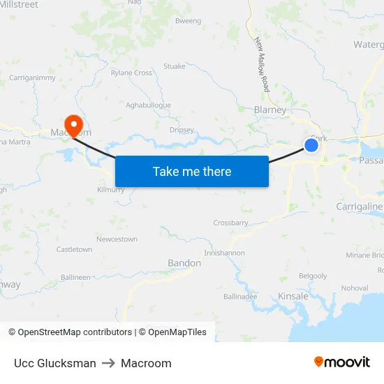 Ucc Glucksman to Macroom map