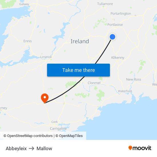 Abbeyleix to Mallow map