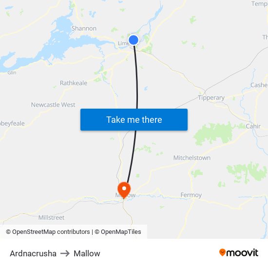 Ardnacrusha to Mallow map