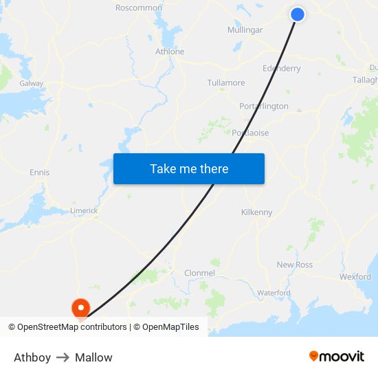 Athboy to Mallow map
