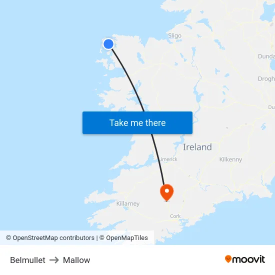 Belmullet to Mallow map