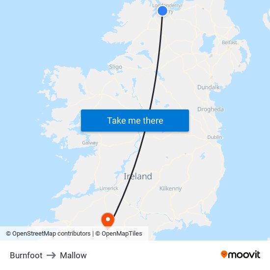 Burnfoot to Mallow map