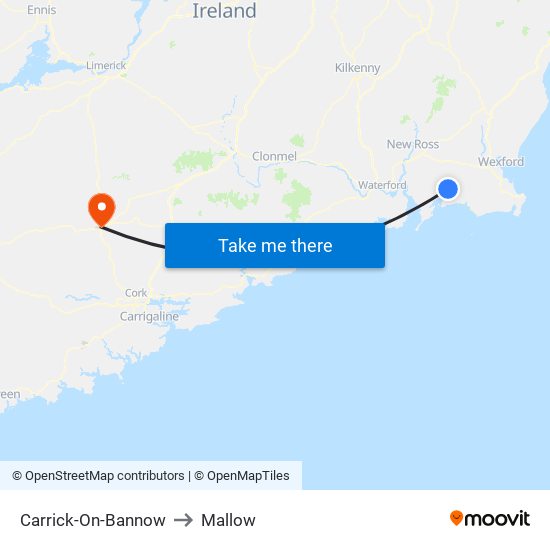 Carrick-On-Bannow to Mallow map