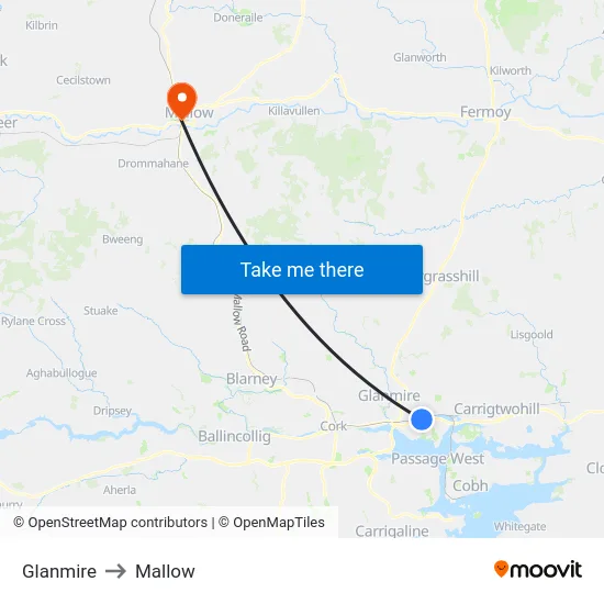Glanmire to Mallow map
