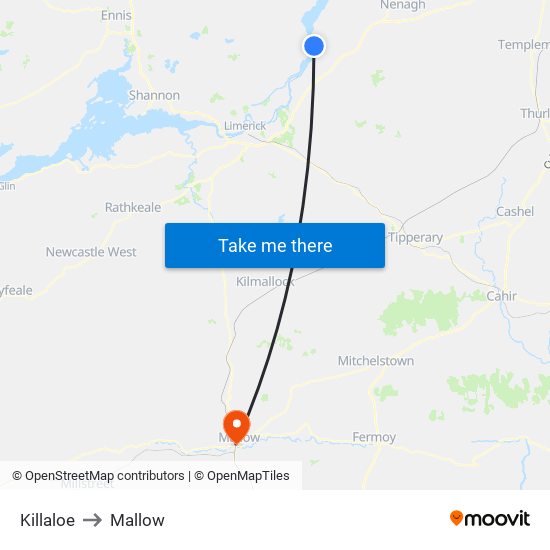 Killaloe to Mallow map
