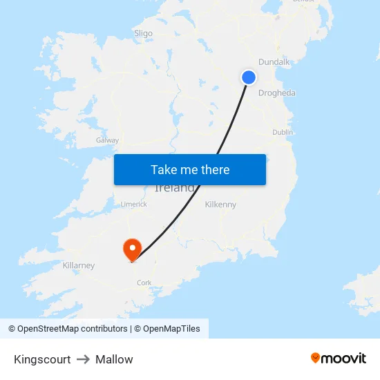 Kingscourt to Mallow map