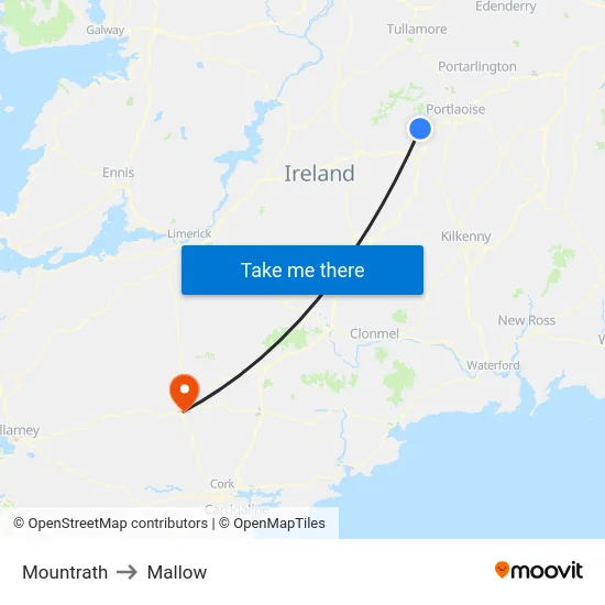 Mountrath to Mallow map
