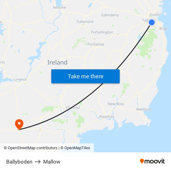 Ballyboden to Mallow map