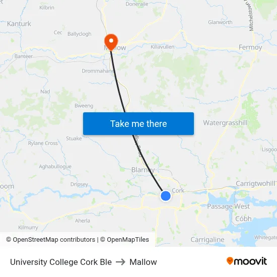 University College Cork Ble to Mallow map